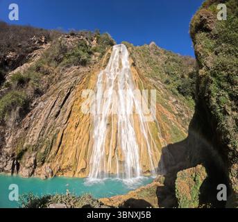 Cascadas de El Chiflon, Chiflon Wasserfälle, Centro Ecoturistico Cascadas el Chiflon, Chiapas Bundesstaat Mexiko in der Nähe der Grenze zu Guatemala, Panorama Landsc Stockfoto