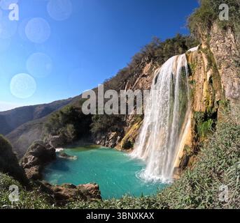 Cascadas de El Chiflon, Chiflon Wasserfälle, Centro Ecoturistico Cascadas el Chiflon, Chiapas Bundesstaat Mexiko in der Nähe der Grenze zu Guatemala, Panorama Landsc Stockfoto