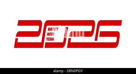 2026 Happy New Year Symbol für Grußkarte oder Kalender und Winterferien, Vektortypografie. 2026 Neujahrsnummern und -Schriften modern im Trend in horizontaler Designvorlage für Kalendertext Stock Vektor