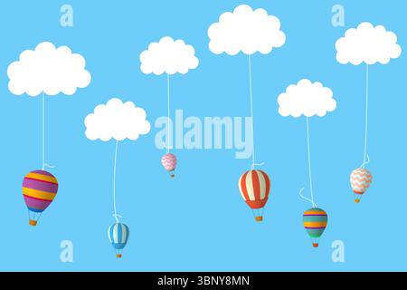 Heißluftballons von Wolken hängen Stockfoto