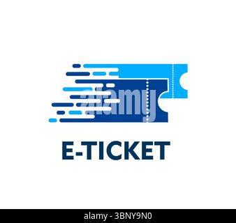 Symbol für digitales E-Ticket für elektronische Pass- oder Einreiseprüfung, Vektorsymbol. Digital E-Ticket-Symbol für Kino, Verkehrseingang und U-Bahn-Validierungsgutschein, Eintrittsgutschein oder Smart-Ticket-App Stock Vektor