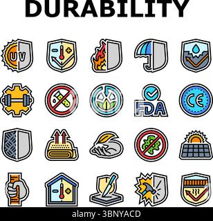 Schutz Haltbarkeit Produktsymbole setzen Vektor Stock Vektor