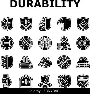 Schutz Haltbarkeit Produktsymbole setzen Vektor Stock Vektor