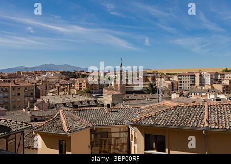 Aus der Vogelperspektive der Altstadt von Segovia Spanien Stockfoto