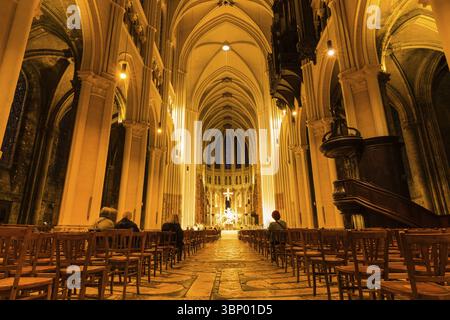 Chartres, Frankreich - Oktober 18, 2019: das Innere der Kathedrale Unserer Lieben Frau von Chartres oder Notre-Dame de Chartres in Frankreich Stockfoto