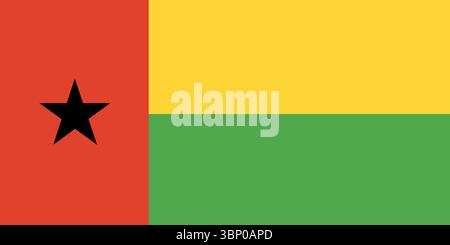 Flagge Guinea-Bissau. Offizielle Farben und Proportionen. Nationale Flagge Guinea-Bissau. Stock Vektor