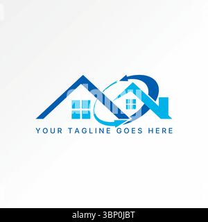 Logo Design Grafik Konzept kreative Premium Vektor Stock Bild Top Sell einfach 2 Dach Haus hinzufügen Recycling geschnitten Swoosh erneuerbare Energien Wohnentwicklung Stock Vektor