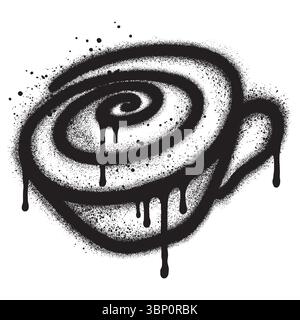 Kaffeetasse Graffiti mit schwarzer Sprühfarbe. Vektorabbildung. Stock Vektor