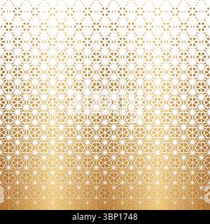 Verblasst das Muster. Abstrakte vergoldete, herabgesetzte Form auf weißem Hintergrund isoliert. Verblassender goldener geometrischer Halbtonrand. Farbverlauf verfärbt zeitgenössische Textur Stock Vektor