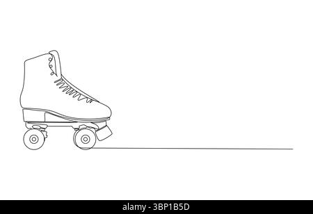 Rollschuhskizze Einzeilenzeichnung, Einzeilenzeichnung eines Rollschuhs, Rollschuhskizze in durchgehender Linienzeichnung, Stock Vektor