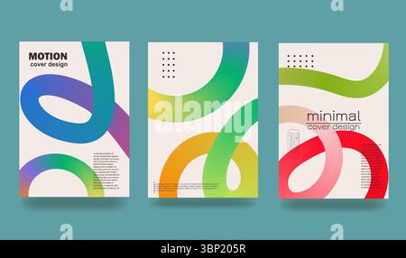 Set mit hellen und saftigen Bannern für den Sommer. Modernes abstraktes Design mit wellenförmigen Formen und Linien. Vorlagen für Werbung, Postkarten, Cover, Poster, Verkauf Stock Vektor