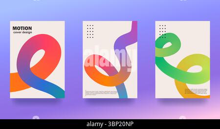 Set mit hellen und saftigen Bannern für den Sommer. Modernes abstraktes Design mit wellenförmigen Formen und Linien. Vorlagen für Werbung, Postkarten, Cover, Poster, Verkauf Stock Vektor