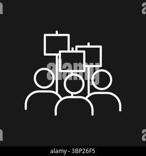 Protest-Menschenmenge und politische Kundgebung mit Menschen, die Schilder für eine Demonstration der sozialen Gerechtigkeit halten Stock Vektor