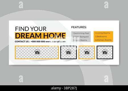 Design von Web-Bannern für Immobilien und facebook-Cover in sozialen Medien Stock Vektor