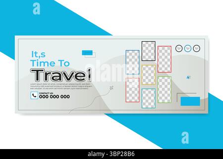 Reise Social-Media-Unternehmen facebook-Seite Cover Timeline Design Banner Vektor Vorlage sauberes Design Stock Vektor