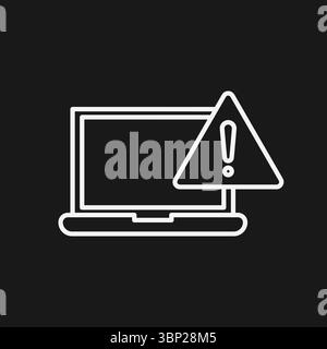 Warnungs- und Fehlersymbol für Laptop-Computer für Systemabsturz, Virenbedrohung und Sicherheitswarnung Stock Vektor
