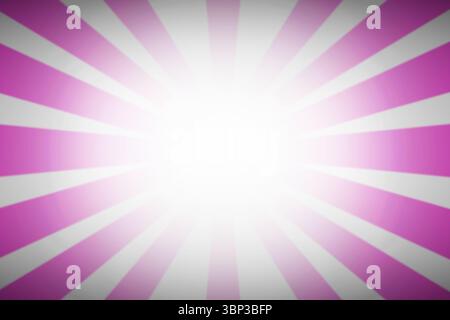 Abstrakter radialer Burst strahlt magentafarbene und weiße Strahlen in flacher Form auf transparentem Hintergrund aus Stockfoto