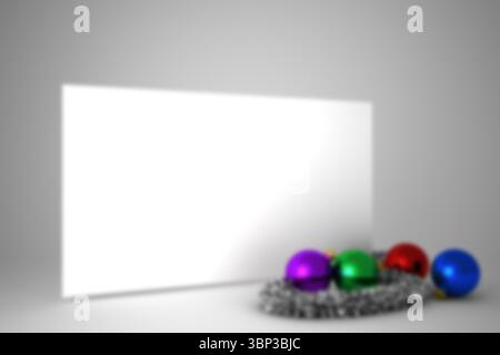 Verschwommenes Poster mit weihnachtskugeln Stockfoto