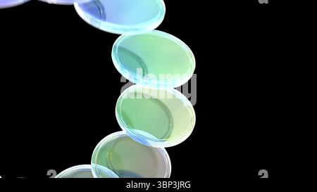 Farbige Glaslinsen auf schwarzem BG 3D-Rendering Stockfoto