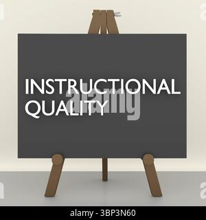3D-Abbildung eines Stativs mit der QUALITÄT DER SKRIPTANWEISUNGEN. Stockfoto