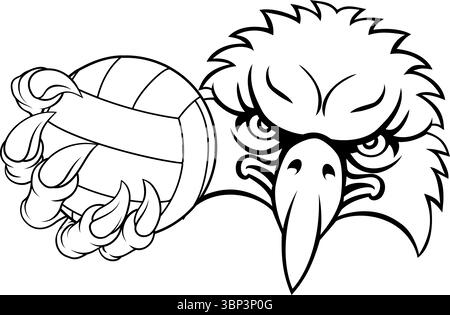 Eagle Hawk Bird Volleyball Volley Ball Maskottchen Stock Vektor