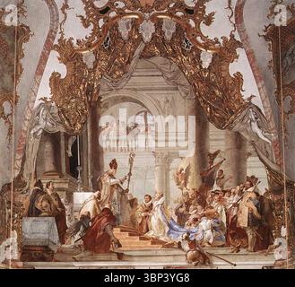 Die Heirat des Kaisers Friedrich Barbarossa mit Beatrice von Burgund 1751 – TIEPOLO, Giovanni Battista (* 1696, Venezia, d. 1770, Madrid) Fresco, 400 x 500 cm Reichssaal der Residenz Würzburg Stockfoto