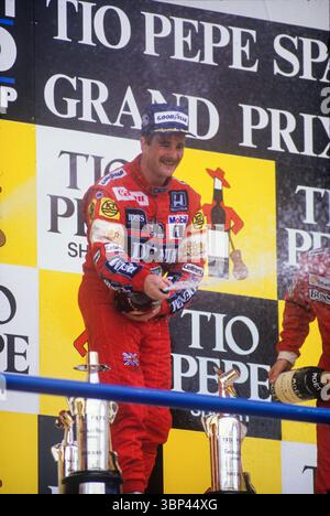 Nigel Ernest James Mansell, CBE, geboren am 8. August 1953, ein britischer Rennfahrer, der 1992 die Formel-1-Weltmeisterschaft gewann, der 198 die spanische GP 1987 gewann Stockfoto