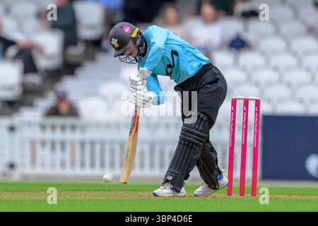 London, Großbritannien. Juli 2025. Kia Oval, London 06. Juli 2025 Alice Monaghan (66 Surrey CCC) während des T20 Vitality Blast-Spiels zwischen Surrey CCC und Essex CCC im Kia Oval in London, England (Keeran Marquis/SPP) Credit: SPP Sport Press Photo. /Alamy Live News Stockfoto
