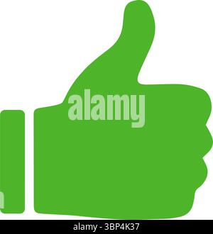 Daumen hoch – grünes Handsymbol für Genehmigung und positives Feedback Stock Vektor