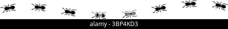 Silhouetten von Ameisen, die in ordentlichen Linien marschieren, Teamwork und Organisation zeigen, Ant Trail Illustration - Black Line ANTS Design Stock Vektor