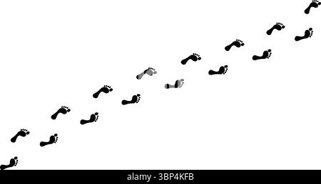 Silhouetten von Ameisen, die in ordentlichen Linien marschieren, Teamwork und Organisation zeigen, Ant Trail Illustration - Black Line ANTS Design Stock Vektor