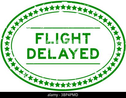 Grunge Green Flight verzögertes Wort ovaler Siegelstempel auf weißem Hintergrund Stock Vektor