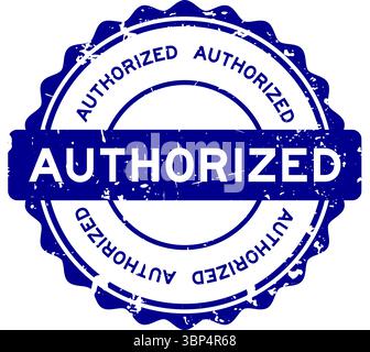 Grunge blau autorisierter, wortrunder Siegelstempel auf weißem Hintergrund Stock Vektor