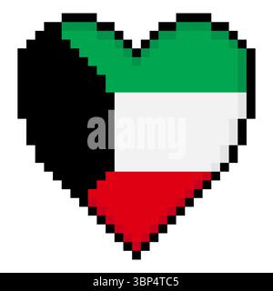 Kuwait-Flagge mit Herzform im Pixelstil Stock Vektor