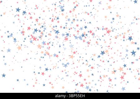 Farbige Sterne Konfetti Hintergrund. Banner mit Splash-Effekt. Abstrakte Vektor-Illustration mit verschwommenen Tropfen Regen für Tapete, Geschenkpapier, Hintergrund Stock Vektor