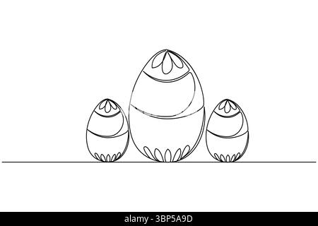 Einfache ostereier-Illustration in einer durchgehenden Linie Kunst Stil isoliert auf weißem Hintergrund Stock Vektor