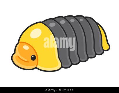 Niedliche Zeichentrickzeichnung aus Gummi-Ducky-Isopod. Kawaii Cubaris Holzläuse, isolierte Vektorillustration. Stock Vektor