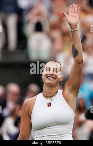 Wimbledon, Großbritannien. Juli 2025. Aryna Sabalenka während Wimbledon 2025. Quelle: Corleve/Alamy Live News Stockfoto