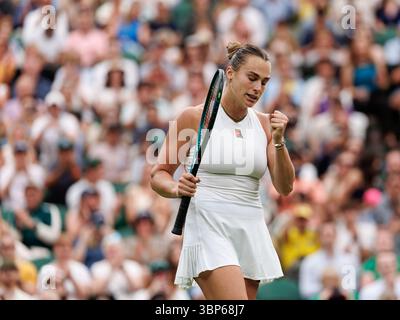 Wimbledon, Großbritannien. Juli 2025. Aryna Sabalenka während Wimbledon 2025. Quelle: Corleve/Alamy Live News Stockfoto