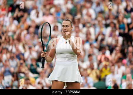 Wimbledon, Großbritannien. Juli 2025. Aryna Sabalenka während Wimbledon 2025. Quelle: Corleve/Alamy Live News Stockfoto