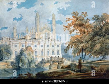 Clare Hall and King's College Chapel, Cambridge, from the Banks of the River Cam, 1793, Gemälde von J. M. W. Turner Stockfoto