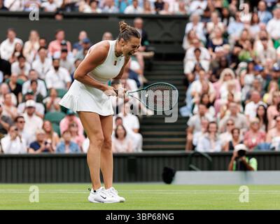 Wimbledon, Großbritannien. Juli 2025. Aryna Sabalenka während Wimbledon 2025. Quelle: Corleve/Alamy Live News Stockfoto