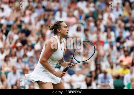 Wimbledon, Großbritannien. Juli 2025. Aryna Sabalenka während Wimbledon 2025. Quelle: Corleve/Alamy Live News Stockfoto