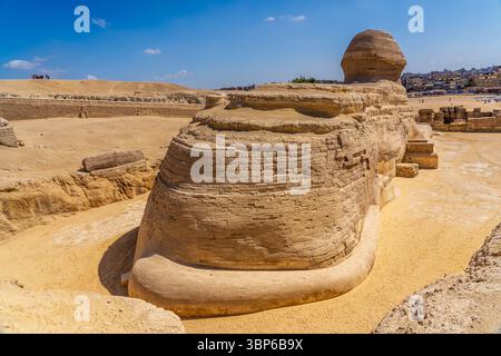Blick auf die Sphinx von hinten. Stockfoto