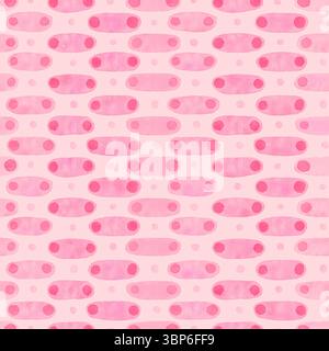 Abstraktes Vintage-Aquarellmuster mit pinken Punkten und Linien. Stockfoto