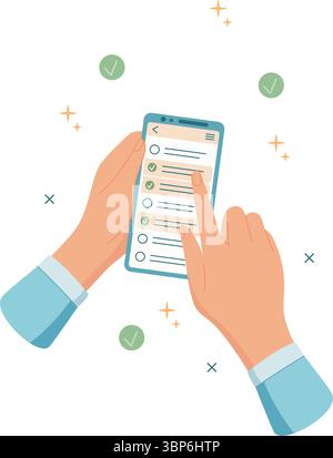 Handheld Smartphone Mit Aufgabenliste Stock Vektor
