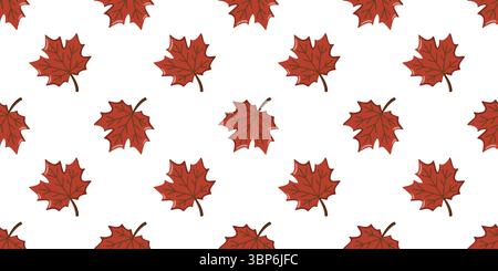 Nahtloses Herbstmuster mit roten Ahornblättern. Herbst Digitalpapier-Design. Hintergrund des Zeichentrickvektors Stock Vektor