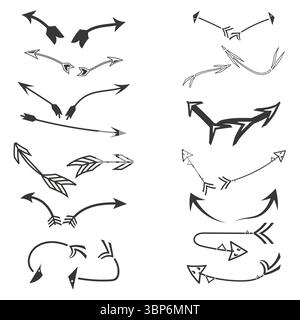 Gekrümmte Pfeilsymbole. Symbol für Strömungsvektor. Glatte Pfadform. Schwarzes Hintergrunddesign. Stock Vektor