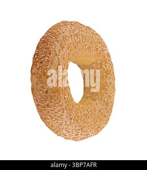 Essen, Bagel mit Sesamsamen isoliert auf weiß Stockfoto