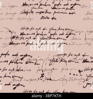 Handgeschriebene, unleserliche Texttinte, Spritzer, nahtloses Vintage-Muster Stock Vektor